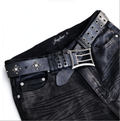 Veg Tan Punk Leather Belt Silver Double Prong Rivet Unisex Belt