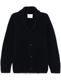 Closed ribbed-knit shawl-collar cardigan