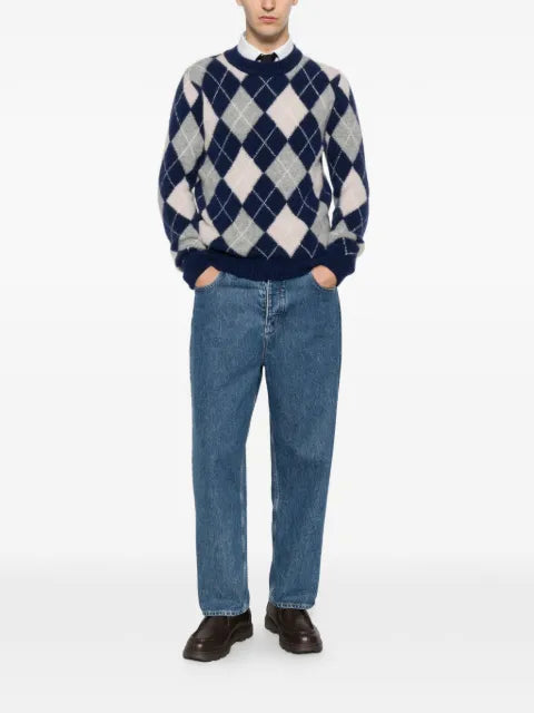 Eleventy long-sleeve argyle-knit sweater
