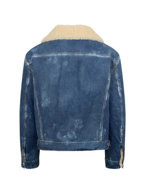 DSQUARED2 frosted shearling-collar denim jacket