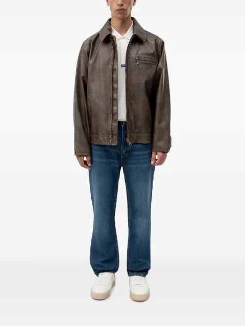 HUGO zip-up faux-leather jacket