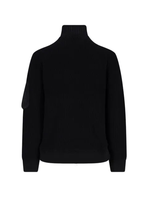 sacai ribbed-knit zip-up cardigan
