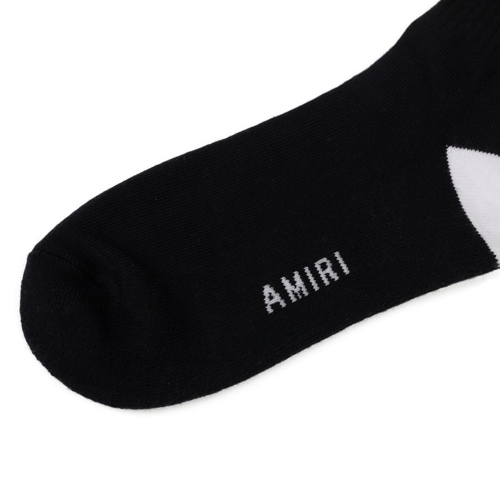 Black/White MA Embroidery Patch Socks