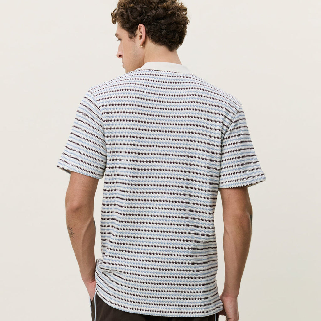 Les Deux Knitted Stripe Polo: Eggnog White