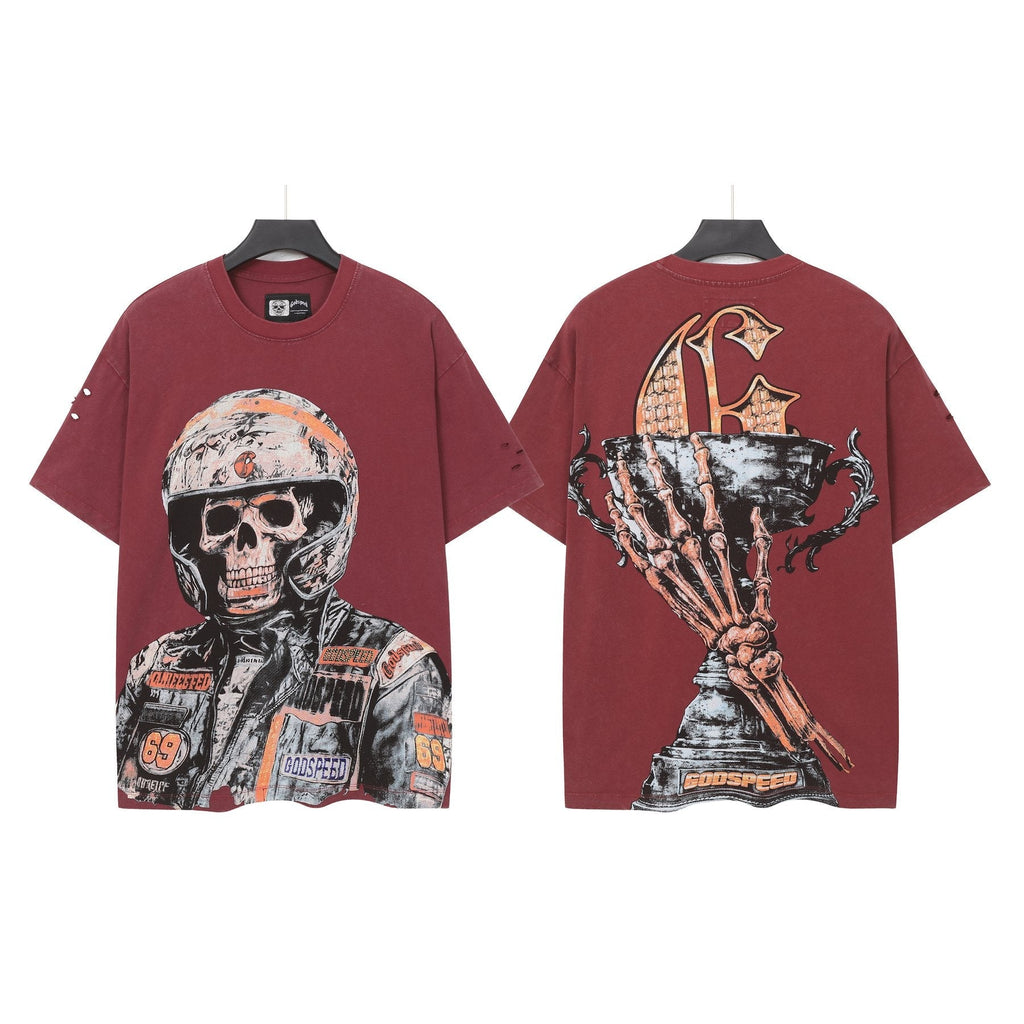 Godspeed Distressed Rhinestone Graphic T-Shirt