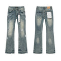 Purple Brand Paint-Splatter Distressed Bootcut Jeans