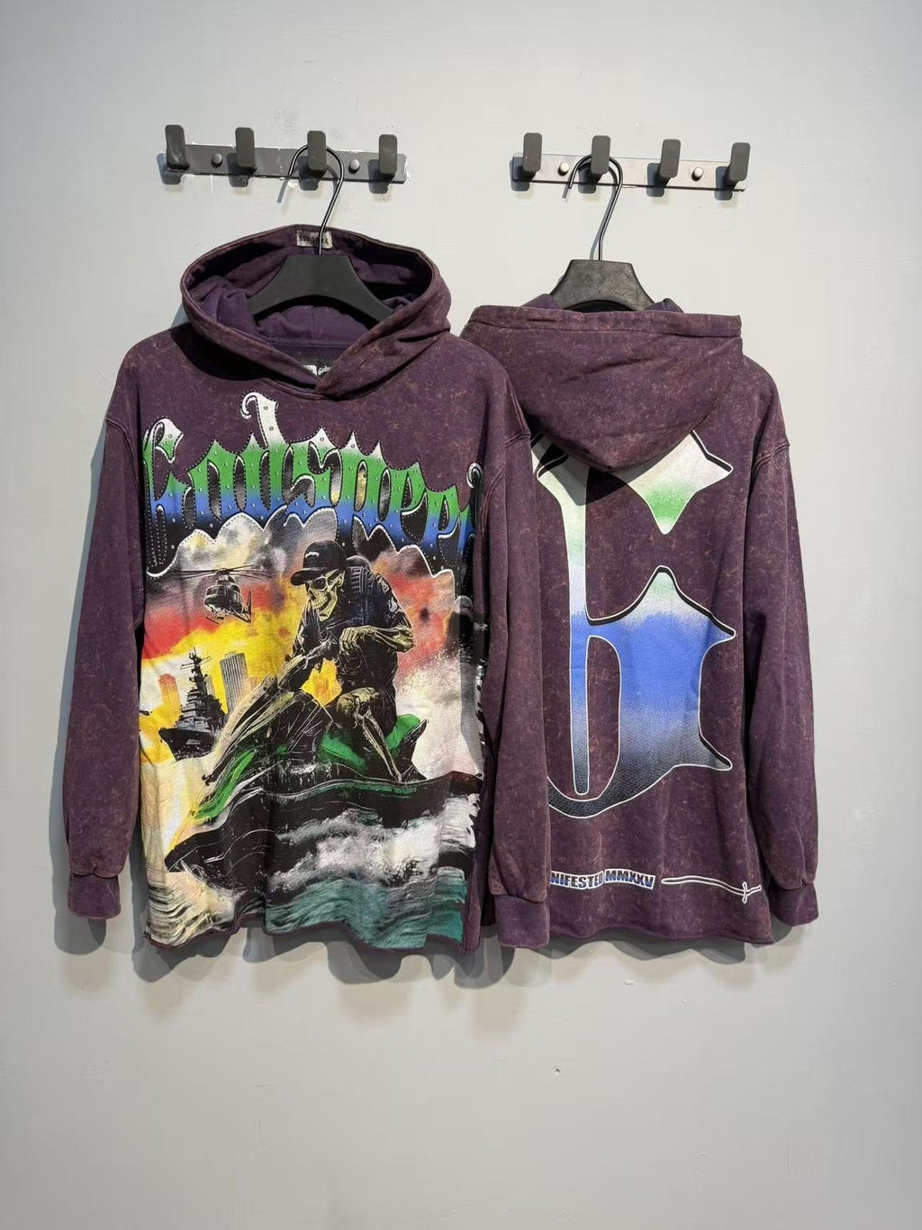 Godspeed Jet Ski Graphic Acid-Wash Hoodie