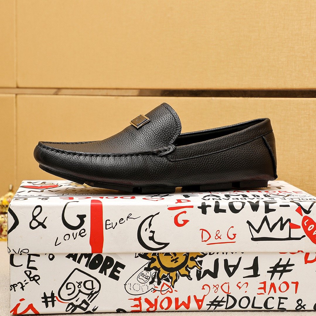 Dolce & Gabbana Men's Black Metal-Accent Slip-On Loafers