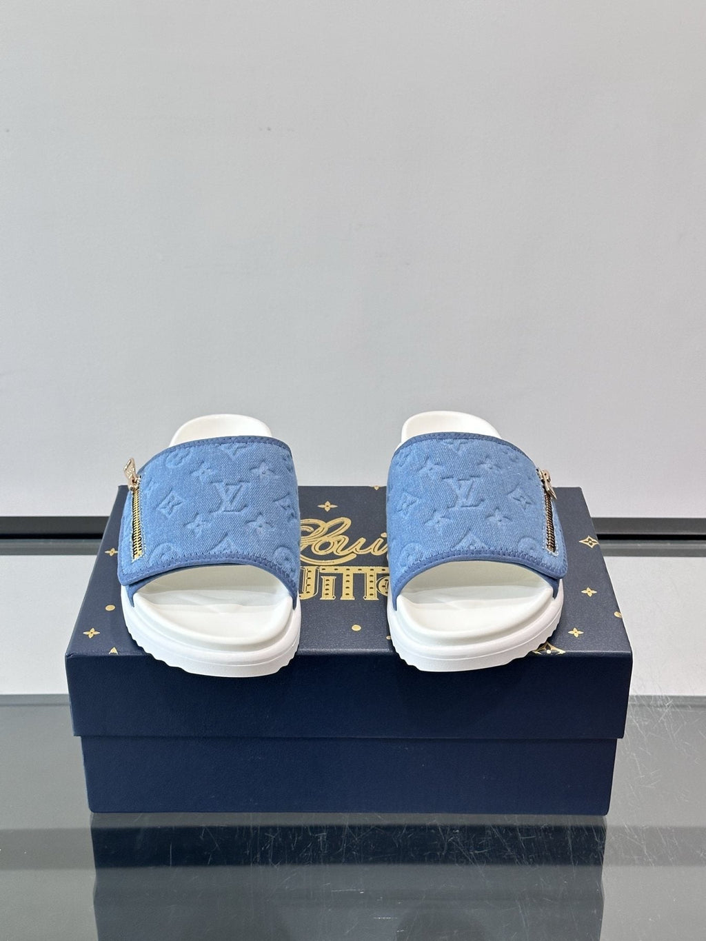 Louis Vuitton Embossed Strap Slide Sandals - Open Toe
