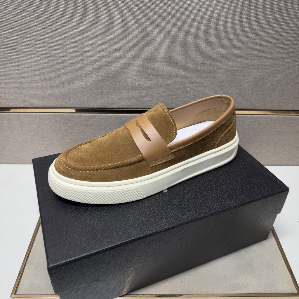 Prada Men's Penny Loafers with White Soles