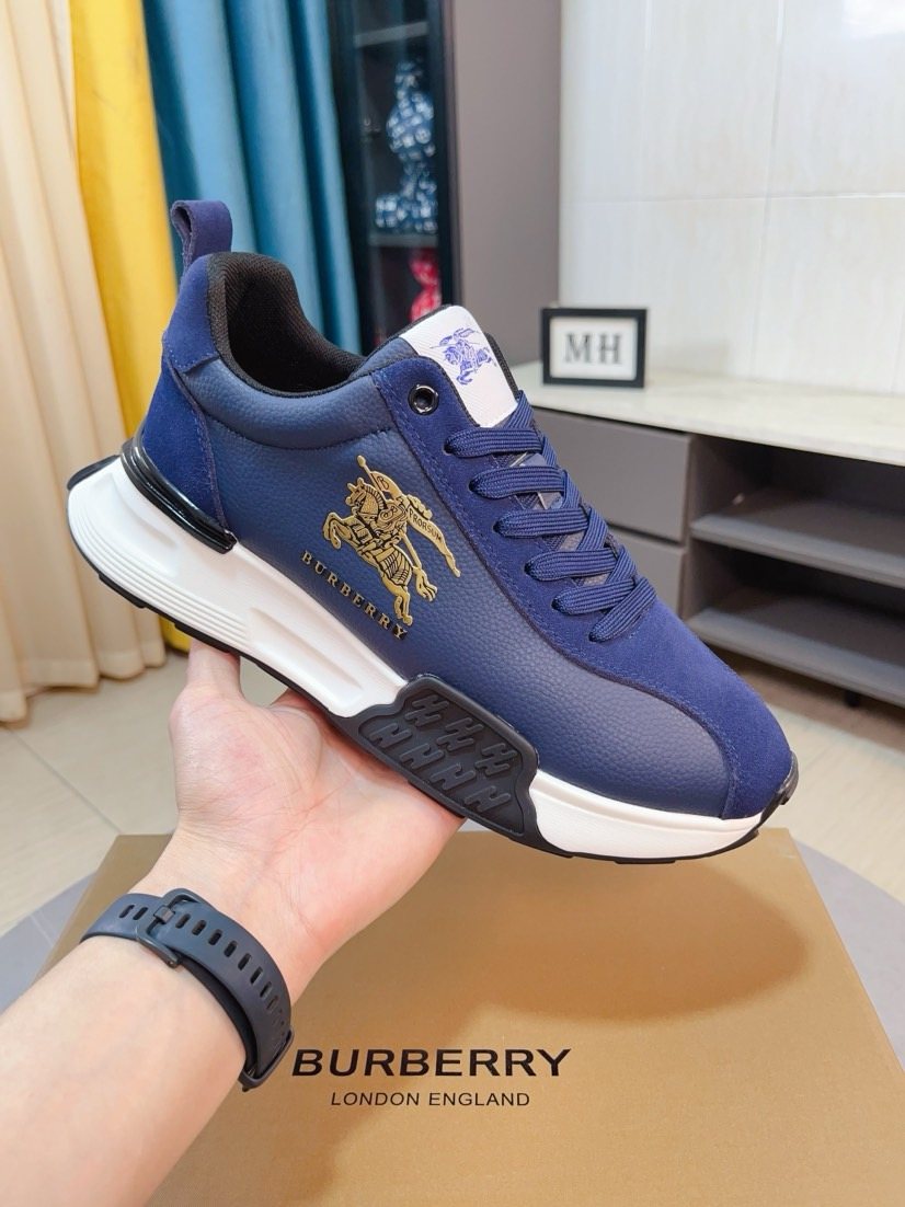 Burberry Men's Contrast-Panel Lace-Up Sneakers