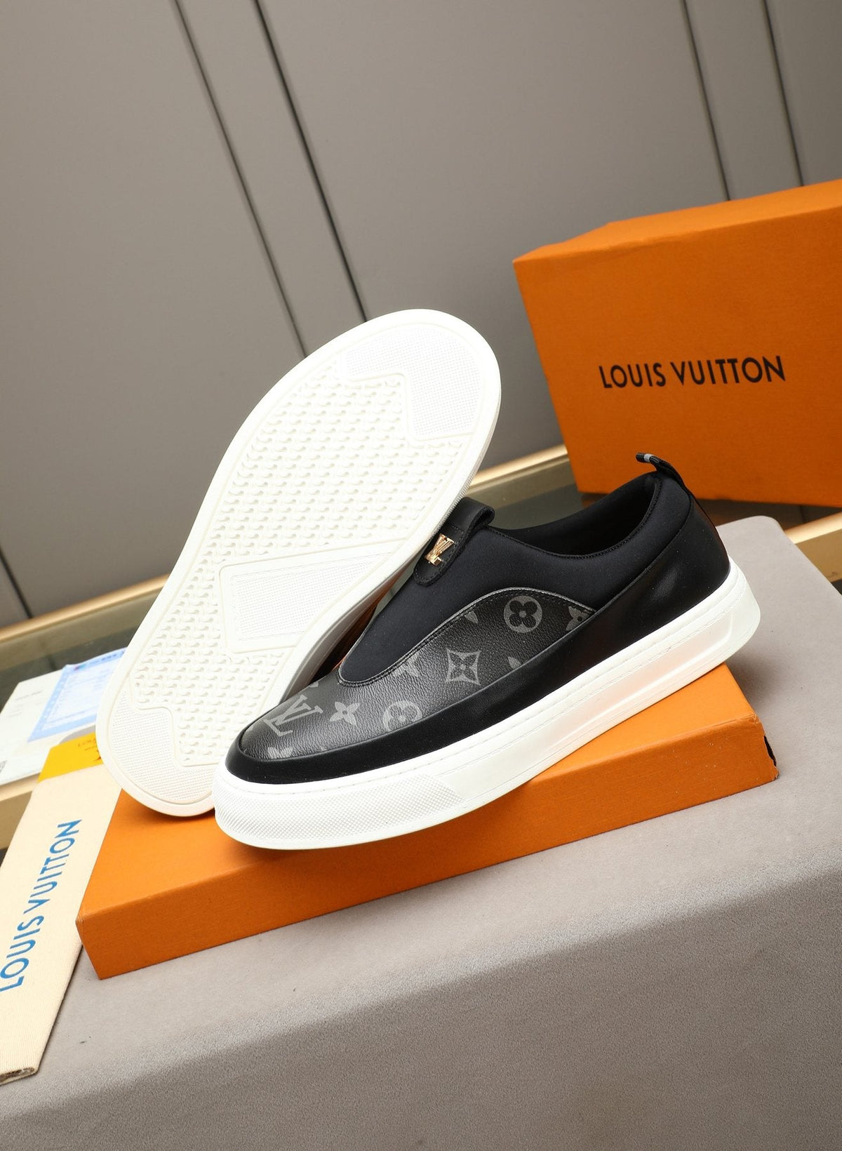 Louis Vuitton Men's Monogram Slip-On Sneakers - Rounded Toe
